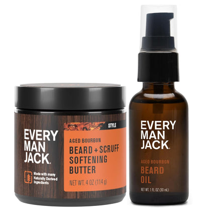 Hydrating Beard Oil & Butter for Men, Aged Bourbon | Condition, Soften & Style Dry Beard & Scruff, Naturally Derived