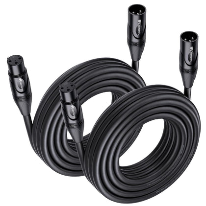 2-Pack Premium XLR to XLR Cable, Microphone Cable, M-F, 25ft | Mic Cable, Male to Female, 21 AWG Oxygen-Free Copper