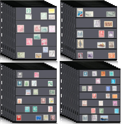 30 Pieces stamp collecting supplies stamp collector pages Album sheets with Standard 9 Hole Binder Sleeves(4/5/6/7 Rows)