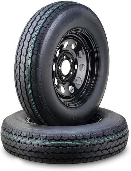 Trailer Tire Wheel ST205/75D15 6PR 101L 5X5 Black Mod Rim Pk2