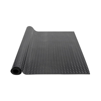 Diamond-Plate Rubber Flooring Roll, 3 mm x 4 ft x 10 ft Garage Floor Mat, SBR, Easy to Clean, Diamond Plate Rubber