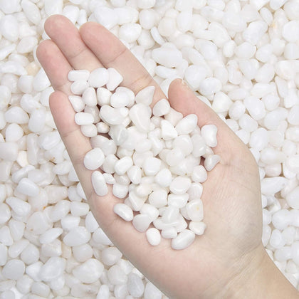 Natural Polished Decorative White Pebbles - Small Stones 3/8" Gravel Size,River Rocks Pebbles for Plants, Home DIY