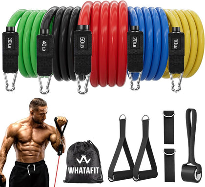 Resistance Bands, Exercise Bands, Workout Bands with Handles, Door Anchor and Ankle Straps, 5 Resistance Levels