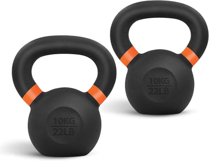 Powder Coated Kettlebell, Cast Iron Core Kettlebells with Non-Slip Handle & Flat Bottom for Conditioning, Heavy Duty