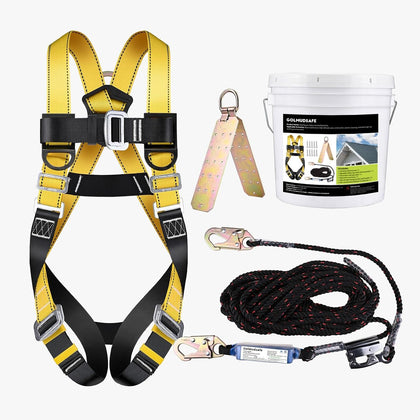 50ft Roofer's Safety Bucket Kit – Warthog Pass-Thru Safety Harness, Reusable Roof Anchor, and 50ft Vertical Lifeline