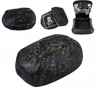Hide A Key Outside Fake Rock Key Hider, Outdoor Hidden Spare Key Holder with 4-Digit Combination Lock, Decorative