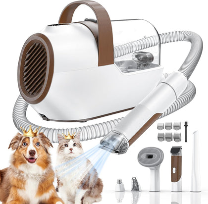 Dog Grooming Vacuum, Dog Grooming Kit with Pet Clipper Nail Grinder, 3 Suction Modes Dog Brush Vacuum with 6 Pet