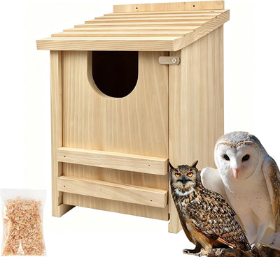 Owl Box, Pine Screech Owl Nesting Box, 14" x 9" x 9"
