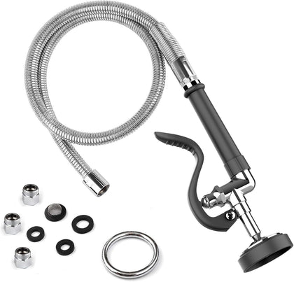 Spray Valve with 45" Pre Rinse Hose, Commercial Sink Sprayer Hose Pre Rinse Sprayer with Flexible Stainless Steel
