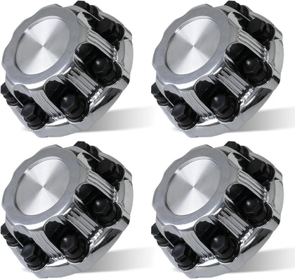 (Set of 4) Chrome Wheel Center Caps 8 Lugs Fit for Select Van | 16 Inch & Truck - Replacement 15039489, 15039488