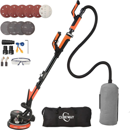 Drywall Sander with Vacuum, 780W 7-Speed Popcorn Ceiling Removal Tool | 95% Dust-Free, LED Light, 5.5ft Telescoping