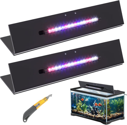 Aquarium Lids Polycarbonate Canopy with LED Light 2 Pcs Set 22.95 x 16.61 x 0.12 Inch for 75/90/110 Gallon with