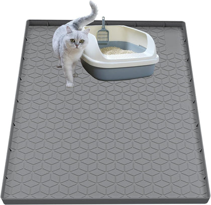 Cat Litter Mat for Litter Box, Silicone Large Cat Litter Trapping Mat - 34x22 in, Waterproof & Non-Slip, Durable &