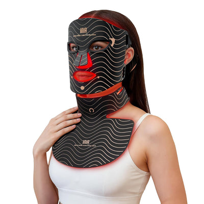 Red Light Therapy Mask for Face, Neck & Chest, 850nm NIR, 4 Modes