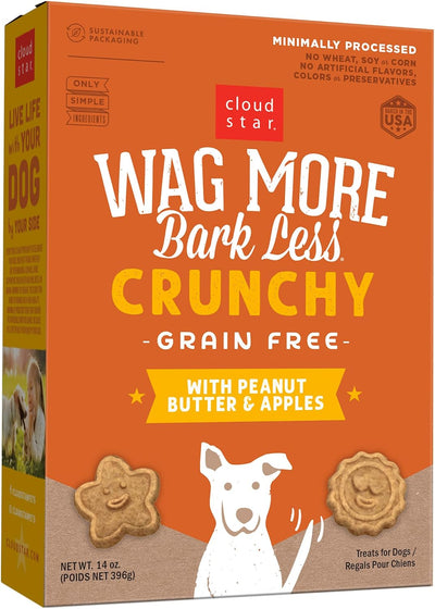 Wag More Bark Less Crunchy Dog Treats, Peanut Butter & Apples, 14 oz Box