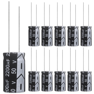 2200uF 50V 16x30mm Electrolytic Capacitor 2200 UF MFD 50 Volt 0.63x1.18in Aluminum Capacitors (Pack of 10)