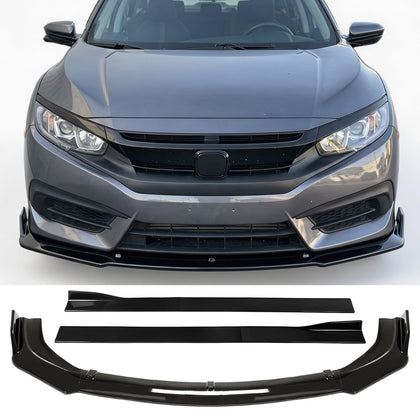 Front Lip Side Skirts Body Kit Fit for Honda Civic 2016-2021 4-Door Sedan