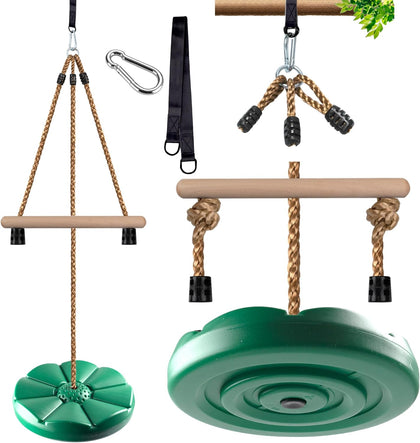 Disc Swing for Kids, Swing Set Accessories, 7FT Height Adjustable Gym Monkey Bars, Hanging Tree Seat for Backyard