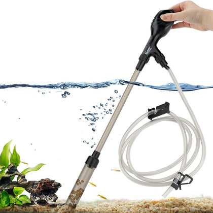 Small Gravel Vacuum for Aquarium, Manual 80GPH Aquarium Gravel Cleaner Low Water Level Water Changer Fish Tank