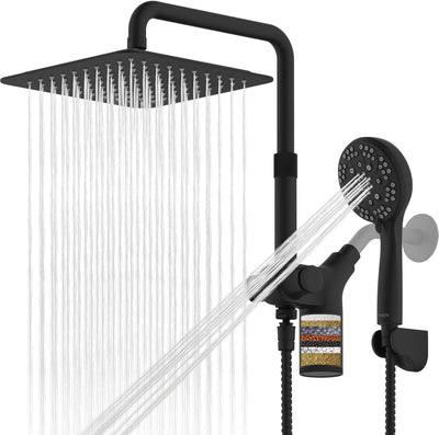Upgraded Dual Shower Heads Combo, 10 inch Filtered Shower Head with Handheld, 3-Way Rain Shower Head with Filters, 7