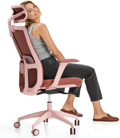 Ergonomic Office Chair — Adjustable Desk Chair with Lumbar Support, Headrest, Armrests, Breathable Mesh Back, Height
