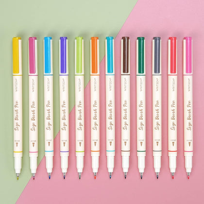 Brush Tip Marker Pens: Artist Markers Flexible Tip Water Based 12ct Assorted Colors for Journaling Adult Coloring