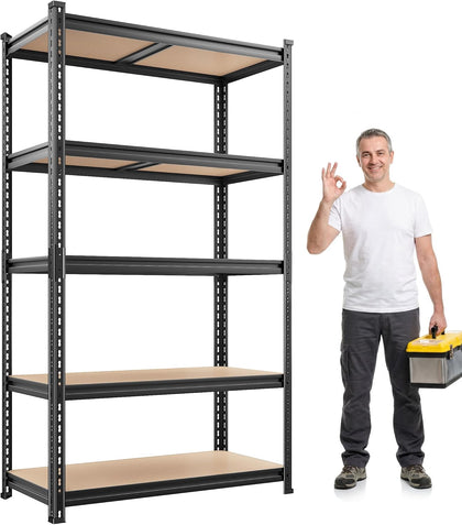 2400LBS Storage Shelves 5 Tier Garage Shelving Heavy Duty, Adjustable Metal Shelving Unit,Garage Shelves for