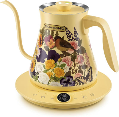 0.8L/27oz Gooseneck Electric Kettle - ±1℉ Precise Temperature Control for Pour Over Coffee & Tea, 1200W Fast Heating