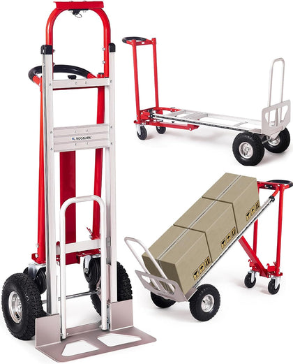 4-in-1 Folding Hand Truck, 770LBS Capacity Aluminum Alloy Dolly Cart with 4 Wheels, Convertible Dolly Portable Hand