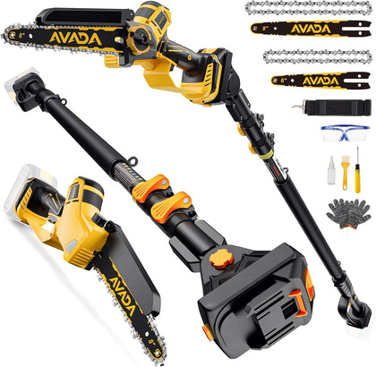 2-IN-1 Cordless 8-Inch Pole Saw & Chainsaw for DeWALT 20V MAX Battery - 1200W Brushless Motor, Total Reach of Max