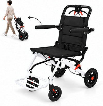 Travel Transport Wheelchair Lightweight Foldable for Adults