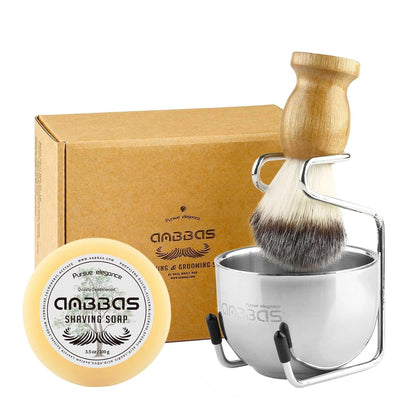 4IN1 Shaving Brush Set with Stand and Soap Bowl for Men Close Shave | Synthetic Badger Good Water Absorption Skin
