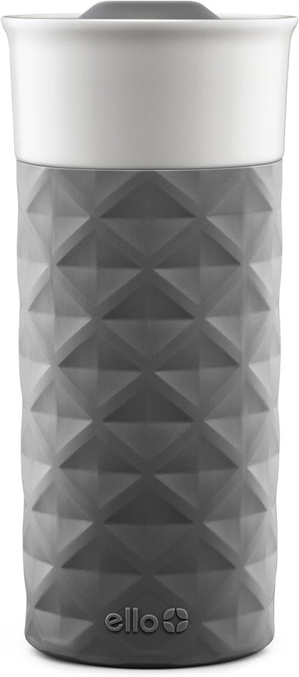 Ogden Ceramic Travel Mug with Splash-Resistant Slider Lid and Protective Silicone Boot, Perfect for Coffee or Tea