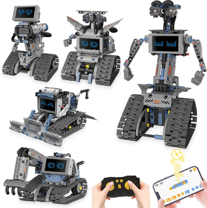 Robot Building Kit with APP/Remote Control STEM Gifts for Boys Age 8-16,Technic Coding Robotic Toys for Kids