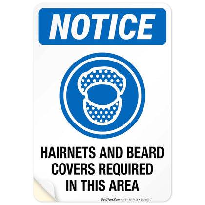 Hairnets and Beard Covers Required in This Area Sign, OSHA Sign