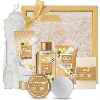 Spa Luxetique Gifts for Women 8pcs Vanilla Bath and Body Works Gift Set for Women Self Care Spa Gift for Womens