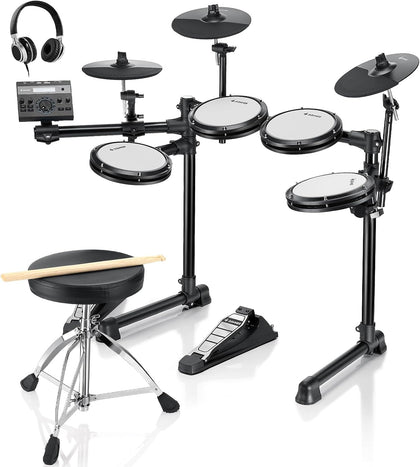 Electric Drums, Donner DED-200 LITE Electronic Drum Kit for Beginner with 450+ Sounds, USB MIDI, Quiet Mesh Pads