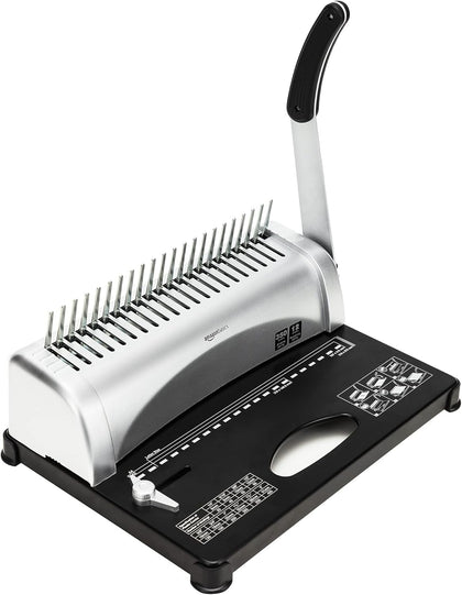 Comb Binding Machine, 350 Sheets Capacity, Punches 12 Sheets, for Paper Sizes A5(15 holes)/Letter(19 holes)/A4(21