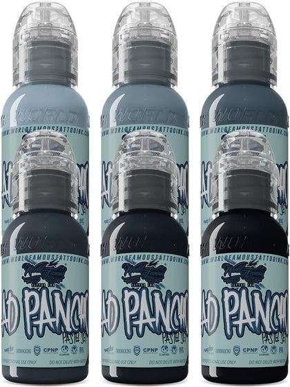 World Famous Grey Set Tattoo Ink, Vegan and Professional Ink, Made in USA, A.D. Pancho Pastel Grey (Set of 6), 1oz
