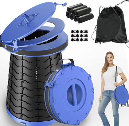 XXL Portable Toilet for Camping,880lbs Capacity,19.7" H Adjustable Outdoor Toilet with 7 Garbage Bags,Porta Potty for