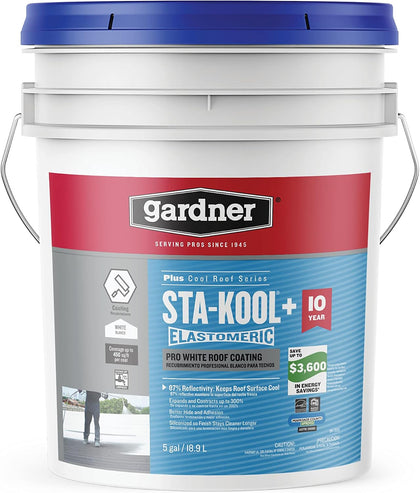 Sta-kool Elastomeric Roof Coating, White, RV Roof Coating 5 Gallon