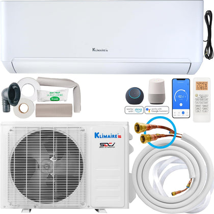 DIY 12,000 BTU 23 SEER2 Quick Connect Mini-Split AC 230V | Ductless AC heat pump features a 25-foot quick-connect