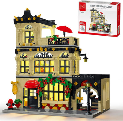 City Restaurant Building Set with Lights for Adult 1489 PCS