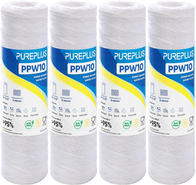 5 Micron 10"x2.5" Whole House String Wound Sediment Filter 4 Pack