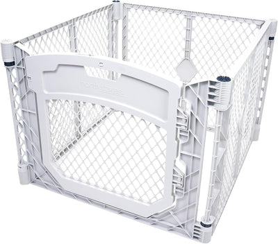 North States Petyard Plus: 3 Ft. Wide Folding Dog Playpen Indoor or Outdoor. 4-Panel Freestanding Play Pen Dog Gate