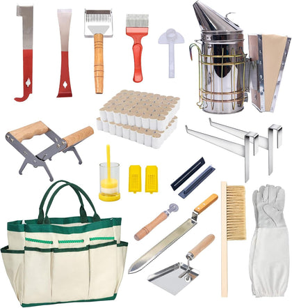 Beekeeping Supplies Bee Keeper Starting Kit 20 Pcs Beekeeping Tool Kit Bee Smoker Kit,Bee Keeping Supplies-All