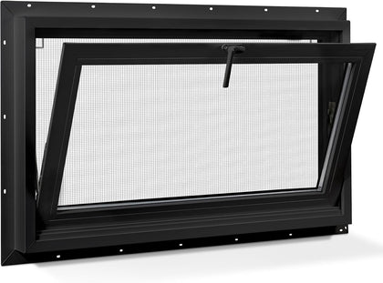 White Basement Window 32 X 14 Inches with Built-In Drainage (32x22Inch)