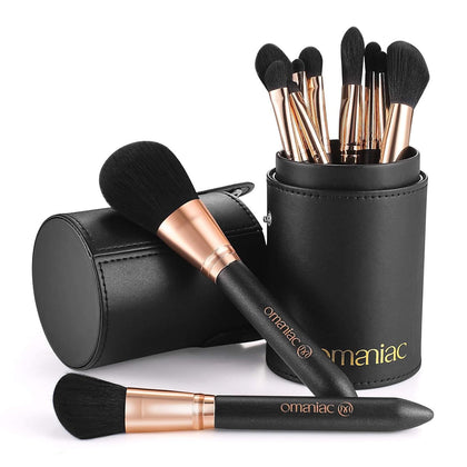 Makeup Brush Set Professional, 12 Pearlescent Wood Handle Makeup Brushes, Premium Cruelty-Free Synthetic Fiber Hair