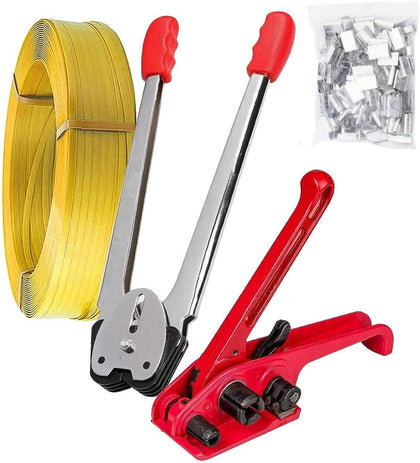 Pallet Packaging Strapping Banding Kit, Heavy Duty Manual 4 in 1 PET/PP | Manual Strapping Tools Packing Machine Set