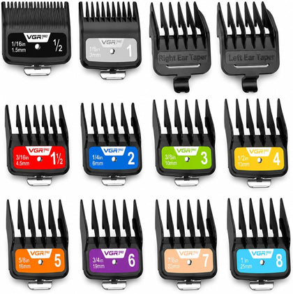 Clipper Guards, 12-Piece Color Coded Guide Combs for Most Clippers | Color Coded Hair Cutting Guides from 1/16” to